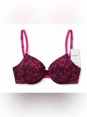 Auden Womens Bra Everyday Size 34B Burgundy Lined T-Shirt Underwire